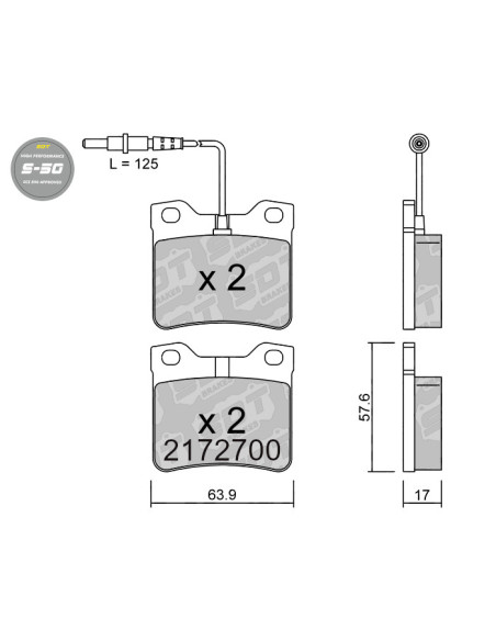 PASTILLAS DE FRENO TRASERAS HIGH PERFORMANCE S50 MERCEDES CLASE V VITO 638 PEUGEOT 605