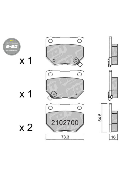 PASTILLAS DE FRENO TRASERAS HIGH PERFORMANCE S50 SUBARU IMPREZA GC-GF IMPREZA GD-GG IMPREZA GH-GR