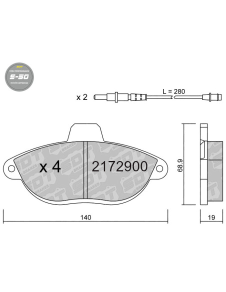 PASTILLAS DE FRENO DELANTERAS HIGH PERFORMANCE S50 CITROEN EVASION JUMPY FIAT SCUDO PEUGEOT 806 EXPERT