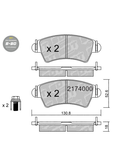 PASTILLAS DE FRENO DELANTERAS HIGH PERFORMANCE S50 CITROEN XSARA PEUGEOT 206 306