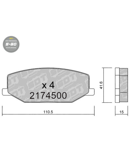 PASTILLAS DE FRENO DELANTERAS HIGH PERFORMANCE S50 SUZUKI CARRY JINMY SJ410 SJ413