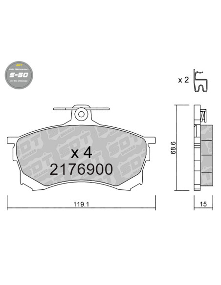 PASTILLAS DE FRENO DELANTERAS HIGH PERFORMANCE S50 MITSUBISHI CARISMA DA