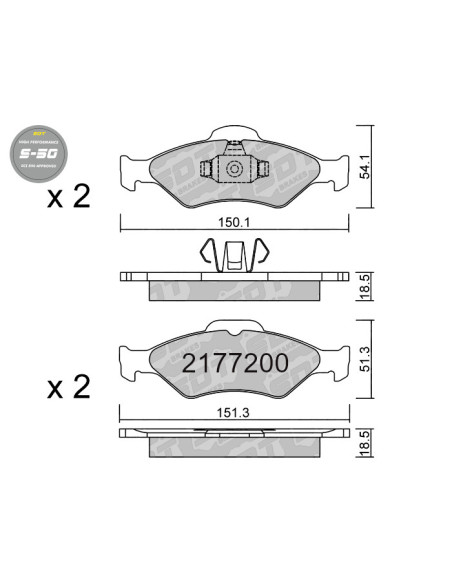 FRONT HIGH PERFORMANCE BRAKEPADS S50 FORD COURIER FIESTA MK5 KA