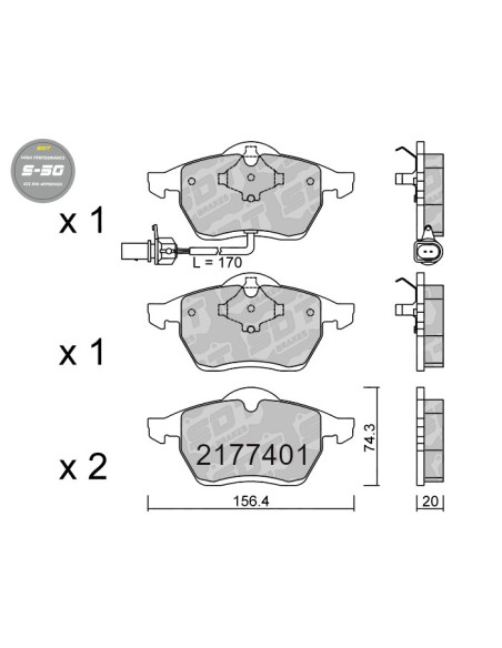 FRONT HIGH PERFORMANCE BRAKEPADS S50 FORD GALAXY WGR SEAT ALHAMBRA VW SHARAN