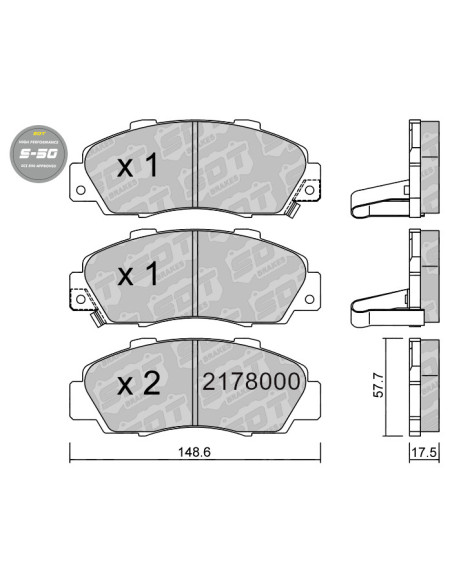 PASTILLAS DE FRENO DELANTERAS HIGH PERFORMANCE S50 HONDA ACCORD TYPE R CIVIC MB6 MC2 CRV HRV INTEGRA DC2 NSX PRELUDE BB