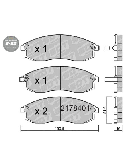 PASTILLAS DE FRENO DELANTERAS HIGH PERFORMANCE S50 MITSUBISHI L200 K6 K7