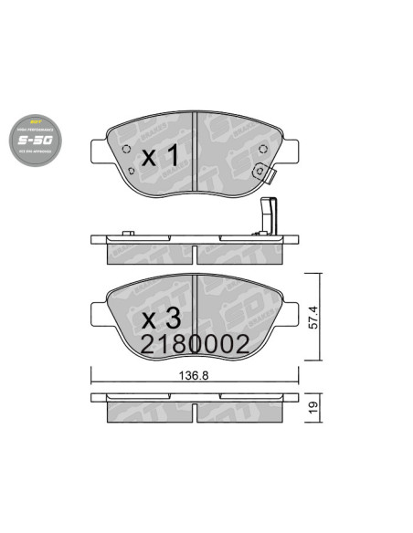 PASTILLAS DE FRENO DELANTERAS HIGH PERFORMANCE S50 OPEL CORSA D