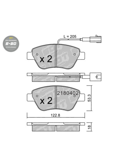 PASTILLAS DE FRENO DELANTERAS HIGH PERFORMANCE S50 ALFA ROMEO MITO CITROEN NEMO FIAT 500 PAND 169 LANCIA PEUGEOT BIPPER