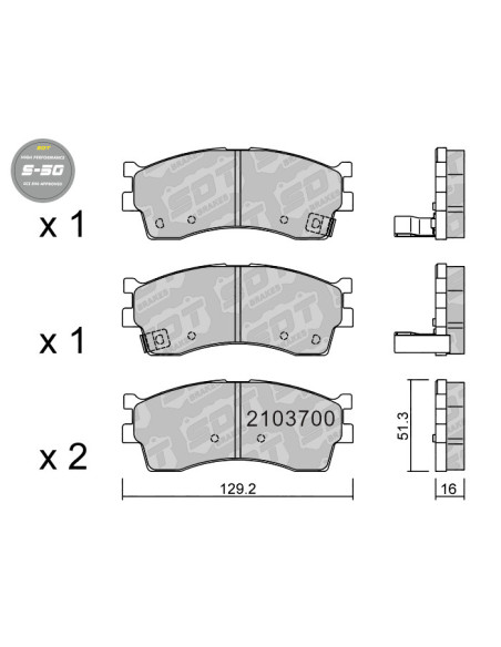PASTILLAS DE FRENO DELANTERAS HIGH PERFORMANCE S50 KIA CARENS RIO DC SEPHIA II