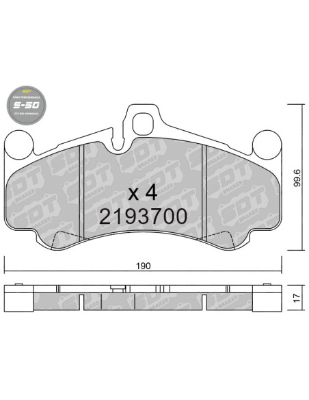 PASTILLAS DE FRENO DELANTERAS HIGH PERFORMANCE S50 PORSCHE 911 996 3.6 GT2 GT3 911 996 3.8 GT3 4.0 GT3 RS