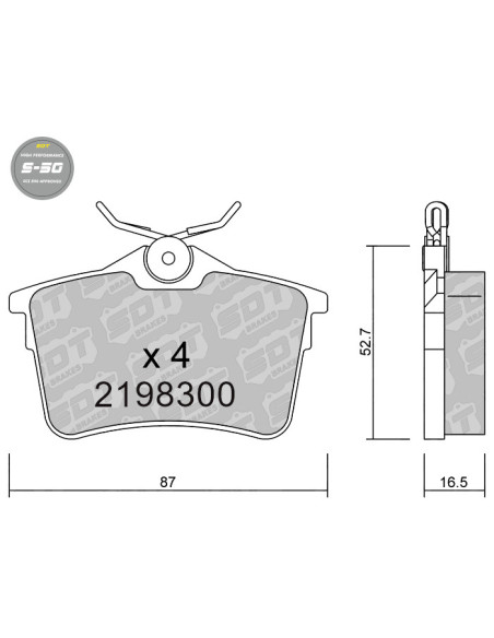 PASTILLAS DE FRENO TRASERAS HIGH PERFORMANCE S50 CITROEN BERLINGO PEUGEOT 308 PARTNER TEPEE
