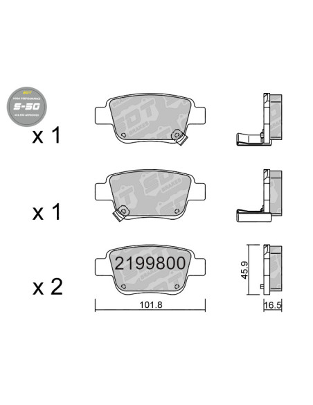 PASTILLAS DE FRENO TRASERAS HIGH PERFORMANCE S50 TOYOTA AVENSIS T25 COROLLA VERSO ZNR11 PREVIA