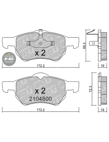 PASTILLAS DE FRENO DELANTERAS HIGH PERFORMANCE S50 CHRYSLER VOYAGER DODGE CARAVAN PLYMOUTHVOYAGER