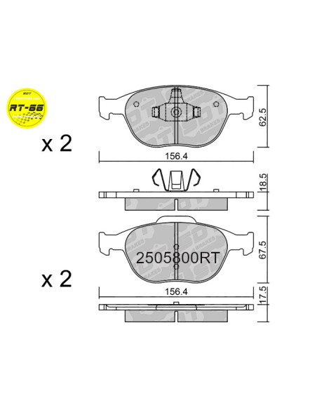 FRONT RACING BRAKEPADS RT66 FORD FIESTA ST150 FOCUS ST170 TOURNEO CONNECT TRANSIT CONNECT