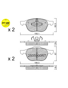 PASTILLAS DE FRENO RACING DELANTERAS RT66 FORD FOCUS MK2 MK3 KUGA TOURNEO CONNECT / MAZDA 3 5 / VOLVO C30 C70 S40 V40 V50