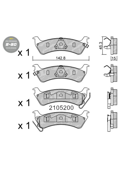 REAR HIGH PERFORMANCE BRAKEPADS S50 JEEP OFF-ROAD GRAND CHEROLEE ZJ