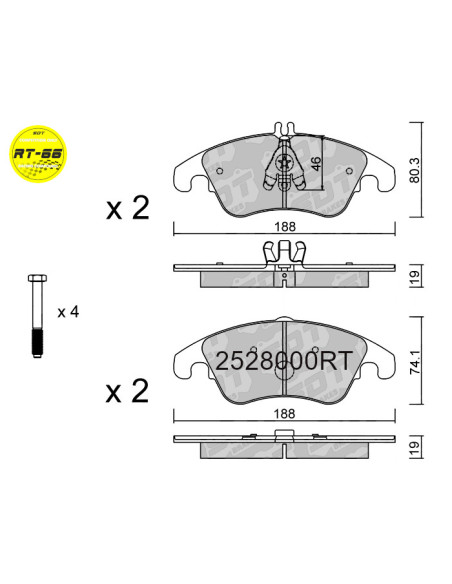 PASTILLAS DE FRENO DELANTERAS RACING RT66 AUDI A4 B8 A5 8T 8F FORD FOCUS MK2