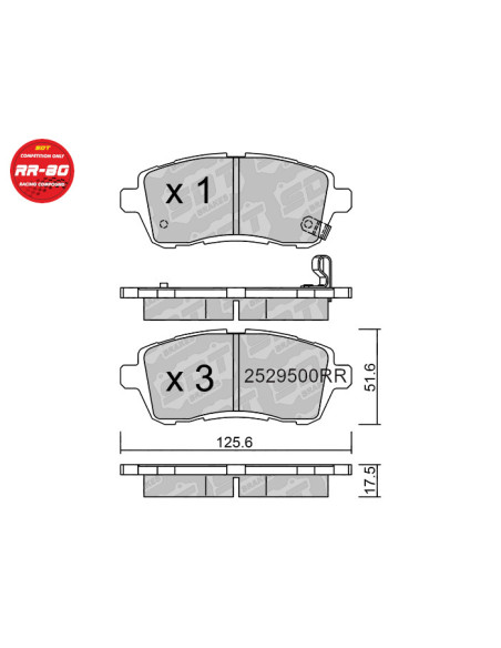 PASTILLAS DE FRENO DELANTERAS RACING RR80 FORD FIESTA MAZDA 2 SUZUKI SWIFT