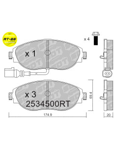 PASTILLAS DE FRENO DELANTERAS RACING RT66 AUDI A3 S3 8V Q3 CUPRA FORMENTOR SEAT LEON CUPRA 5F VW ARTEON GOLF VII CLUBSPORT