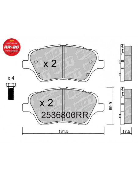PASTILLAS DE FRENO DELANTERAS RACING RR80 FORD BMAX FIESTA VII 1.6i 16V ST200