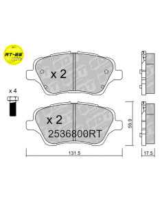PASTILLAS DE FRENO DELANTERAS RACING RT66 FORD BMAX FIESTA VII 1.6i 16V ST200
