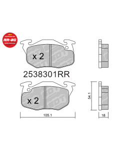 PASTILLAS DE FRENO DELANTERAS RACING RR80 CITROEN AX SAXO ZX PEUGEOT 106 205 306 309 RENAULT CLIO R5 R11 R19