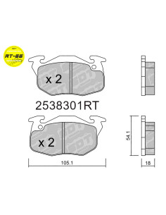 PASTILLAS DE FRENO DELANTERAS RACING RT66 CITROEN AX SAXO ZX PEUGEOT 106 205 306 309 RENAULT CLIO R5 R11 R19