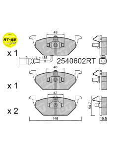PASTILLAS DE FRENO DELANTERAS RACING RT66 AUDI A1 A3 SEAT ALTEA IBIZA III IV V LEON 1M 1P MII SKODA FABIA VW GOLF IV V VI