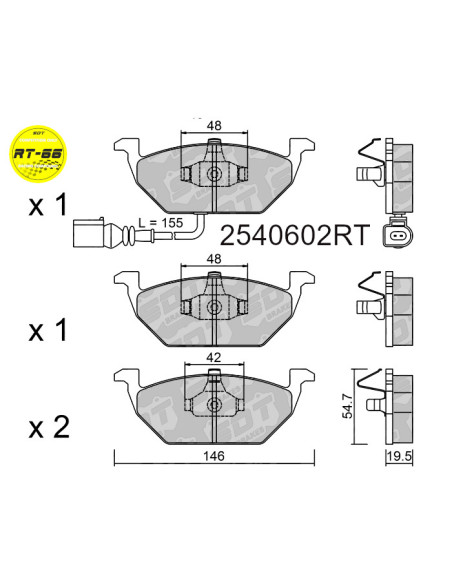 PASTILLAS DE FRENO DELANTERAS RACING RT66 AUDI A1 A3 SEAT ALTEA IBIZA III IV V LEON 1M 1P MII SKODA FABIA VW GOLF IV V VI