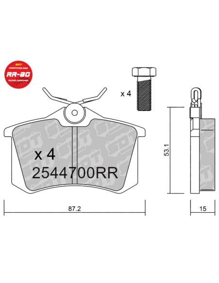 PASTILLAS DE FRENO TRASERAS RACING RR80 AUDI CITROEN DS PEUGEOT SEAT SKODA VW GTI CUPRA