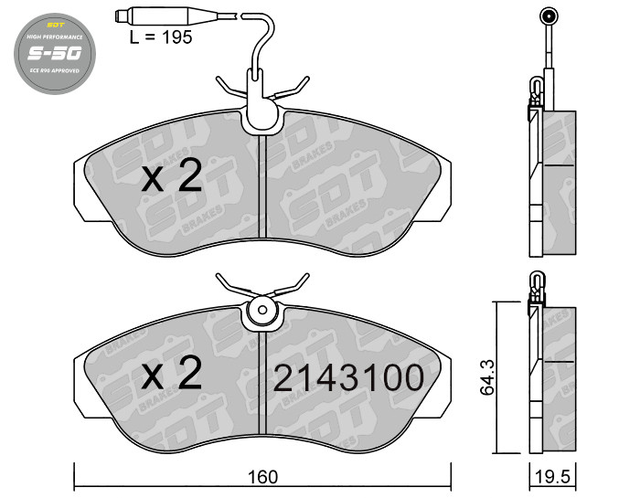 Pastillas Delanteras High Performance S50 Fiat Ducato 230 Peugeot Boxer (Sensor 195mm) — Tipos de pastillas de freno: elige